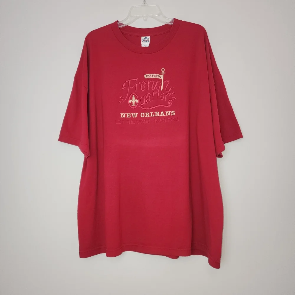 New‎ Orleans French Quarter embroidered deep red t-shirt 3XL